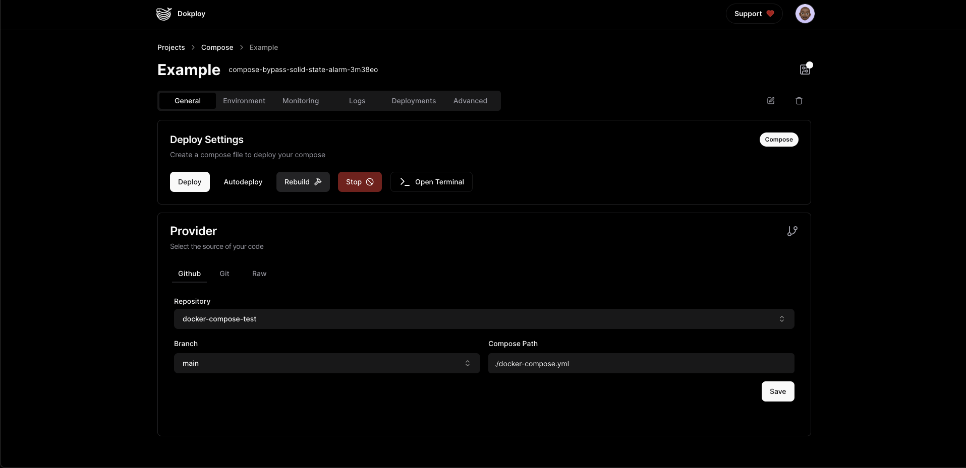 Docker compose configuration