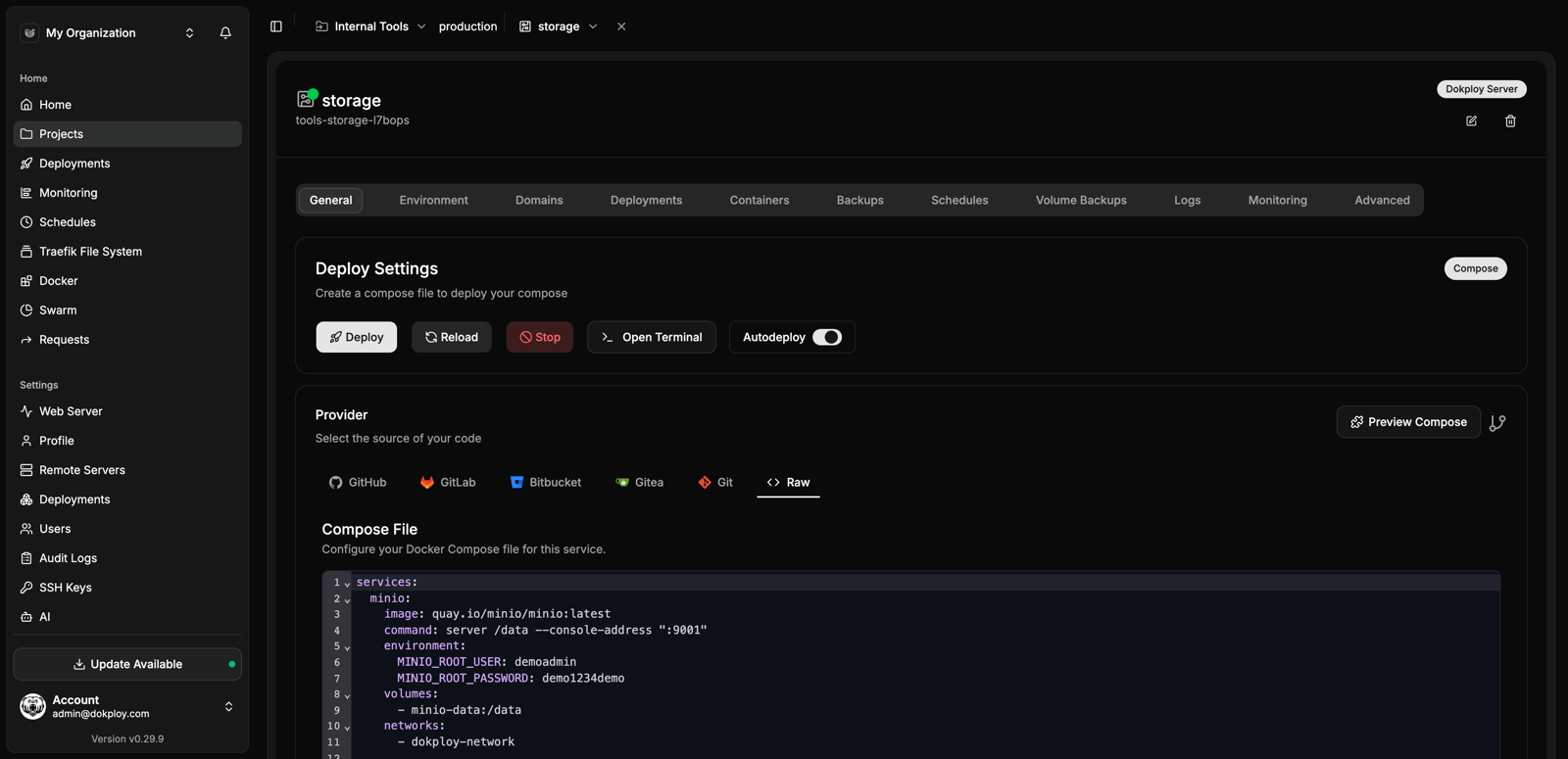 Docker Compose editor