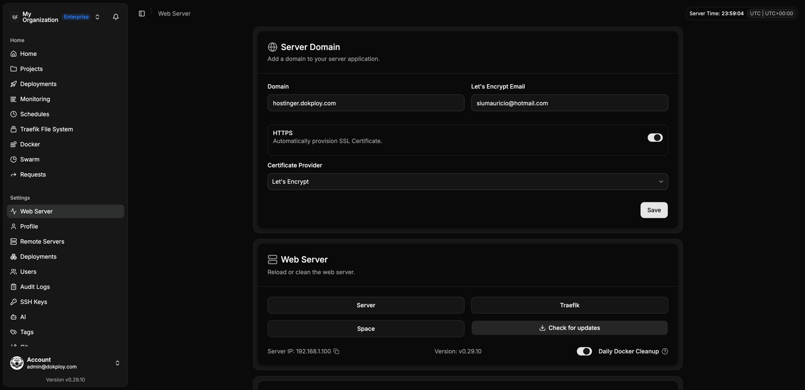 Web server settings