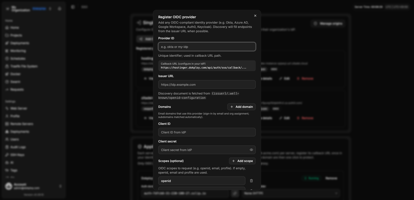 Add OIDC provider modal
